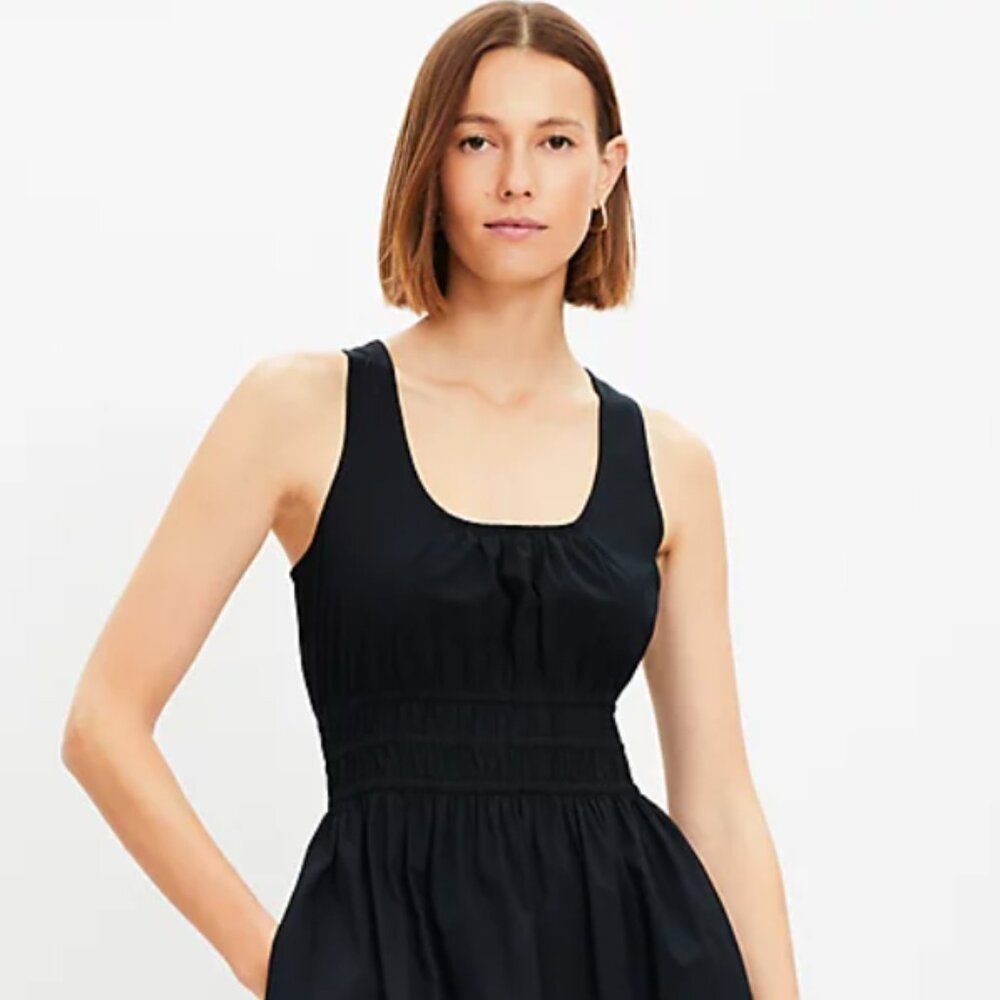 LOFT Smocked Tank Midi Dress